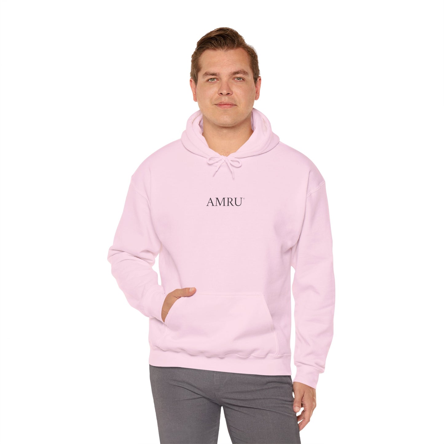 Floral Vine AMRU Hoodie — Minimal Logo Front, Embroidered Floral Back Sweatshirt