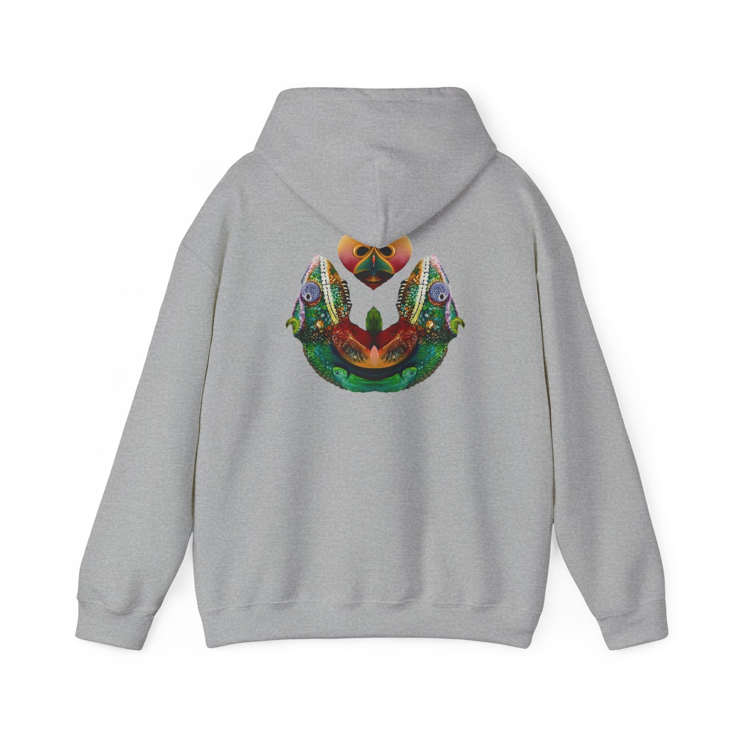 AMRU Minimal Logo Hoodie with Colorful Symmetry Back Art