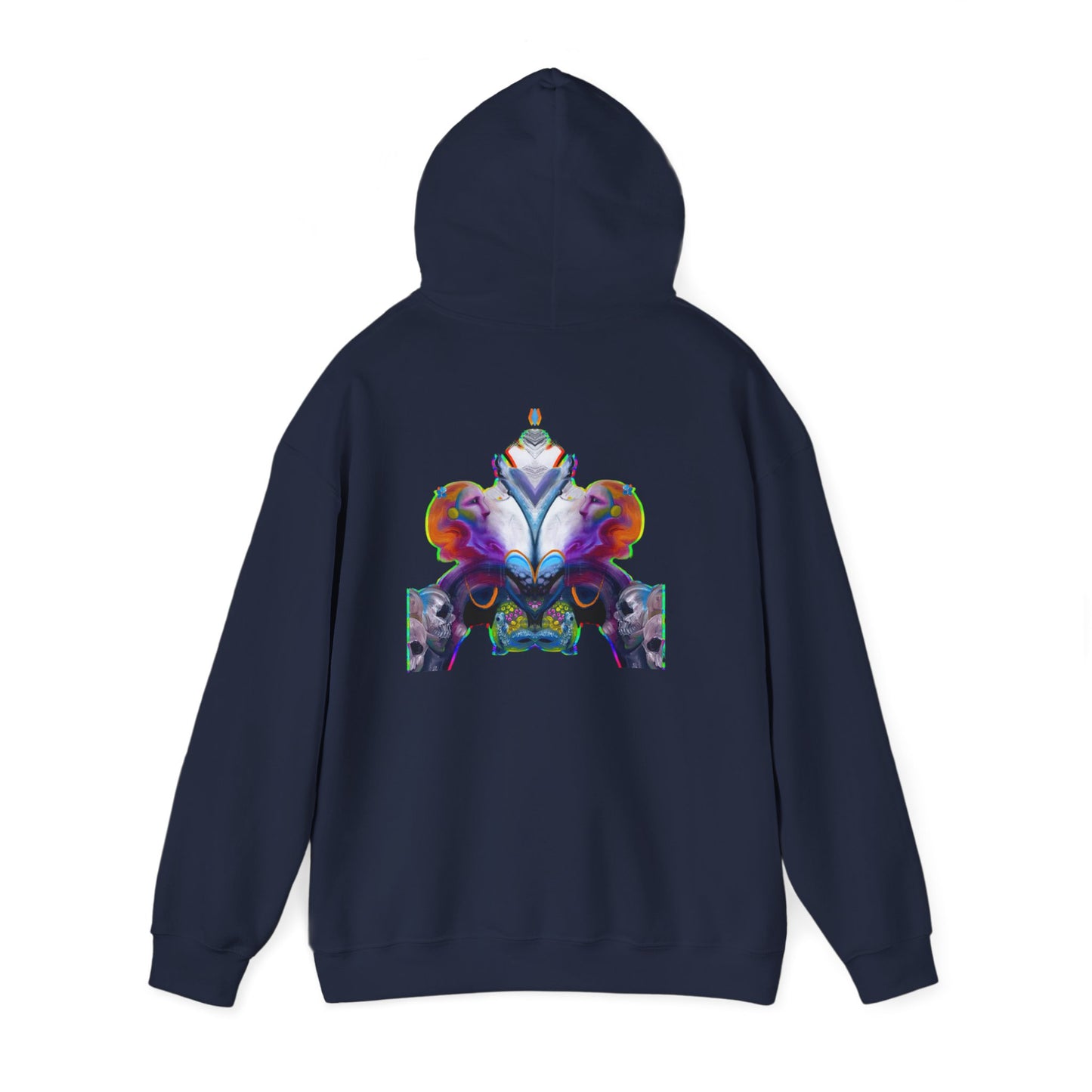 Hoodie — AMRU Minimal Front Logo with Vibrant Abstract Back Art