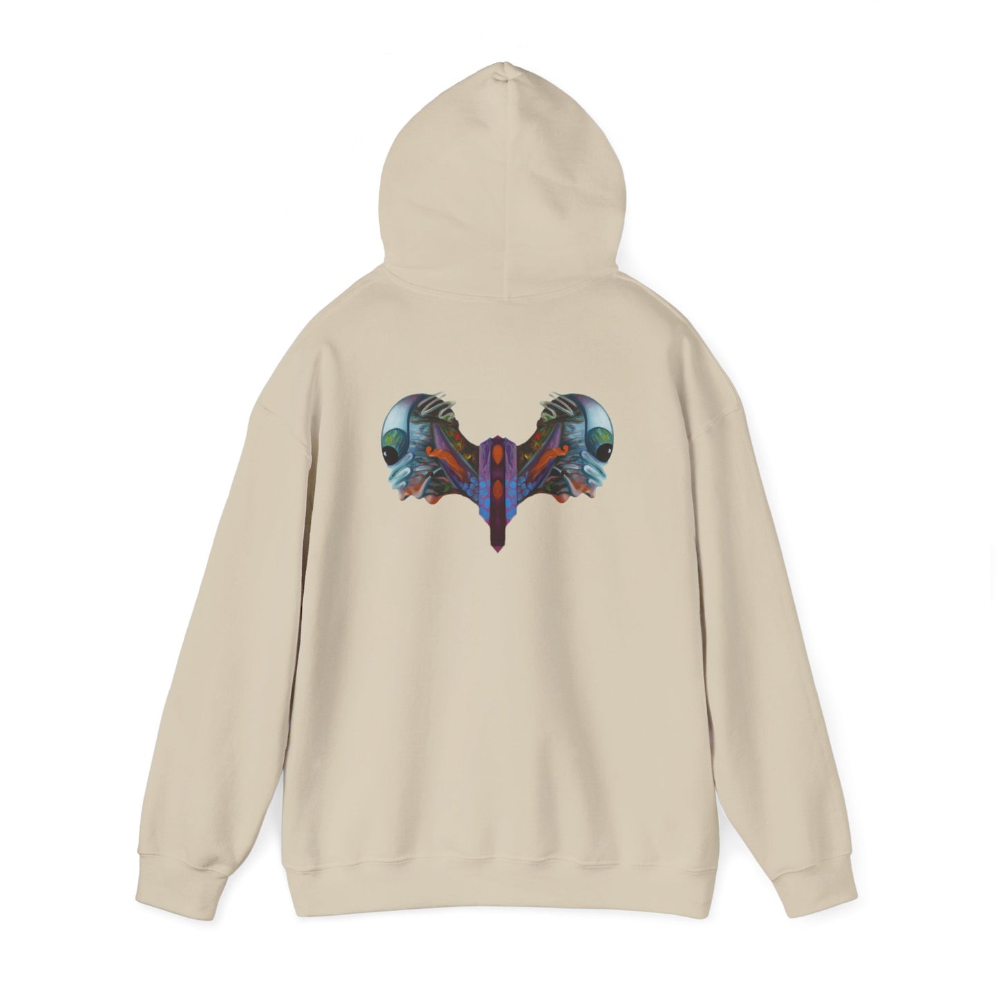 AMRU Minimal Logo Hoodie — Artistic Skull Wing Back Graphic Pullover
