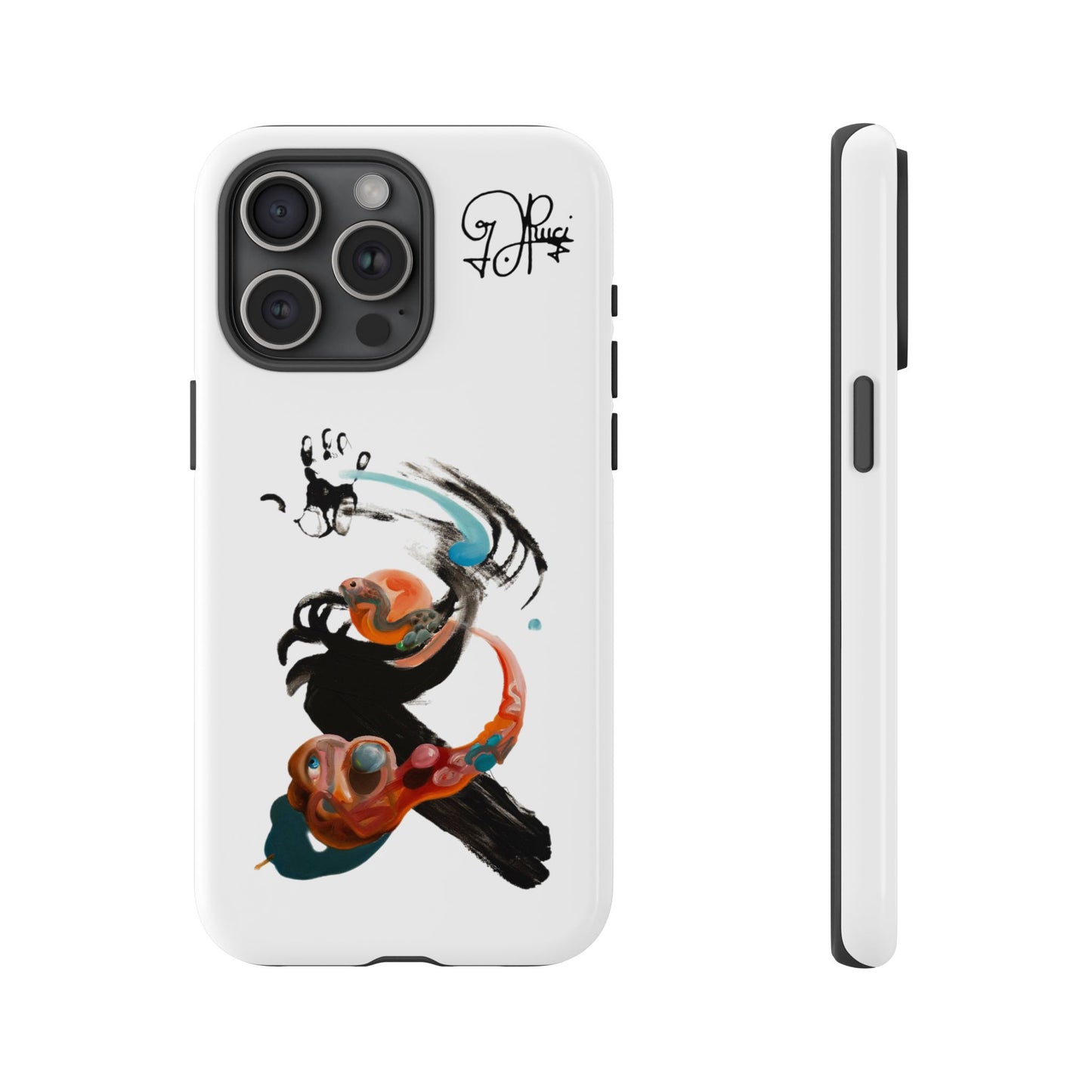 Artistic Abstract Phone Case — Colorful Ink Brushstroke Design