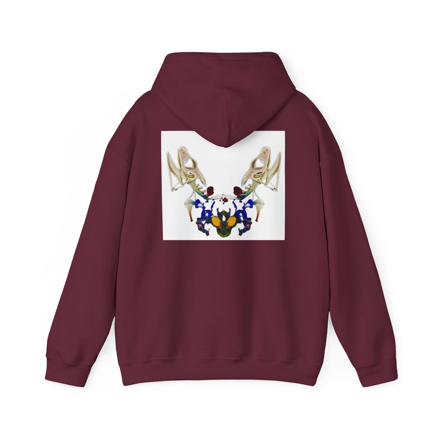 AMRU Minimal Logo Hoodie with Floral Antler Back Design