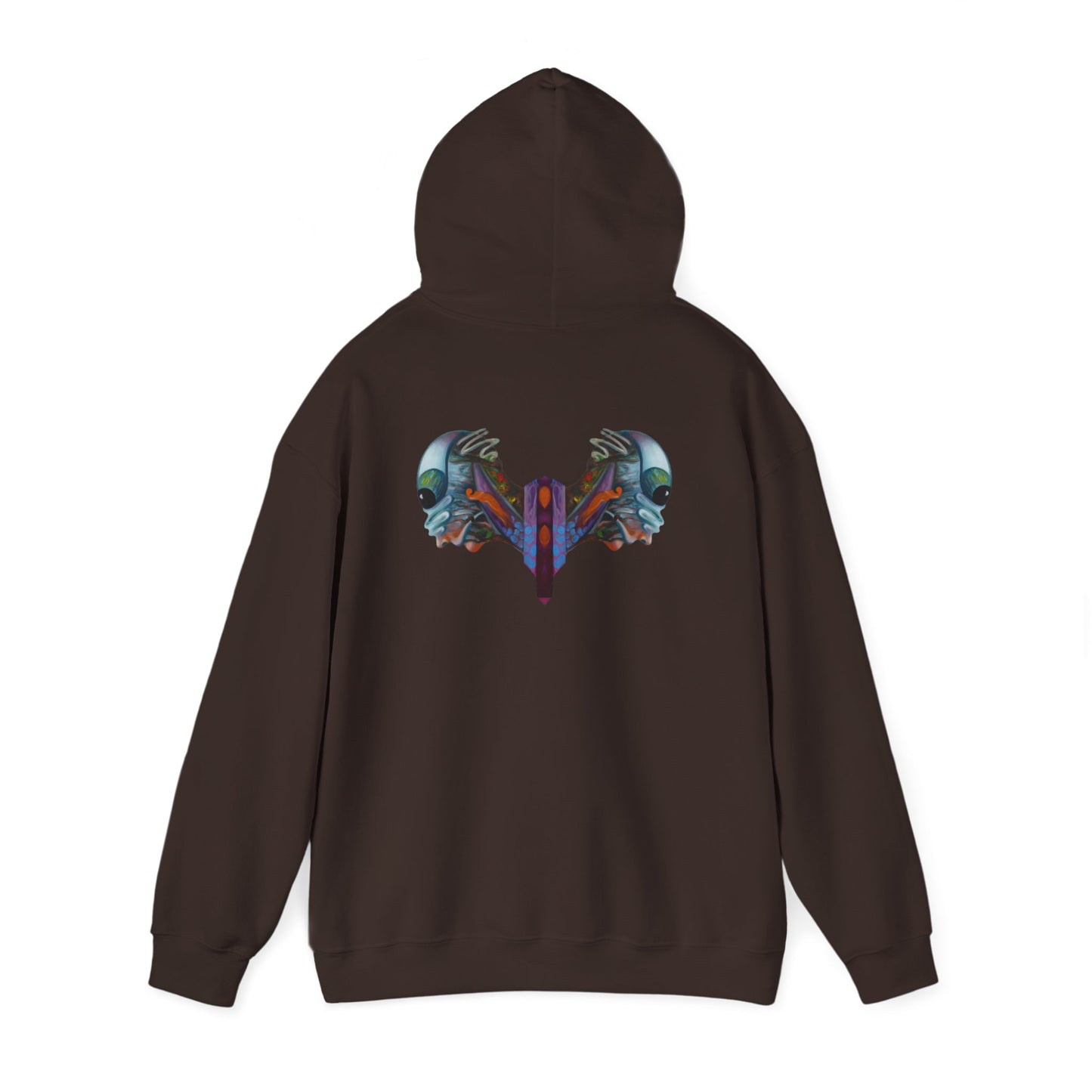 AMRU Minimal Logo Hoodie — Artistic Skull Wing Back Graphic Pullover