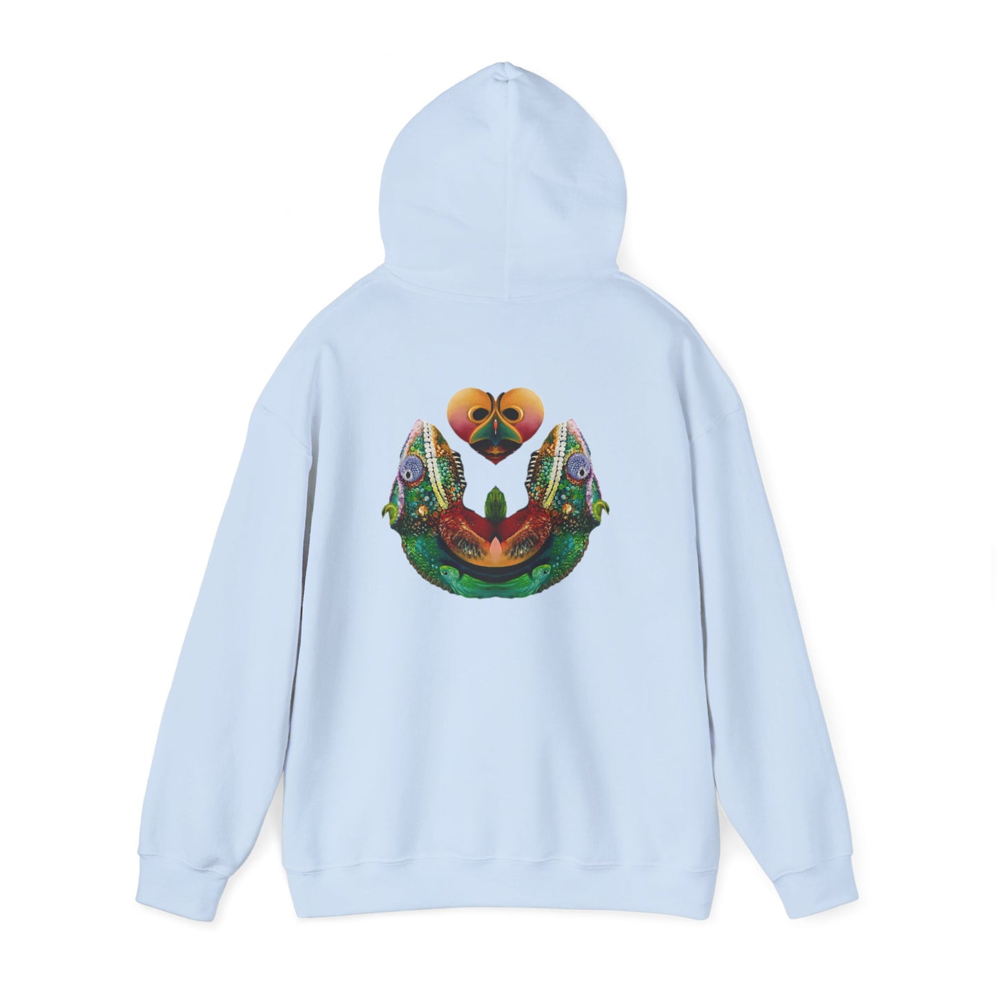 AMRU Minimal Logo Hoodie with Colorful Symmetry Back Art