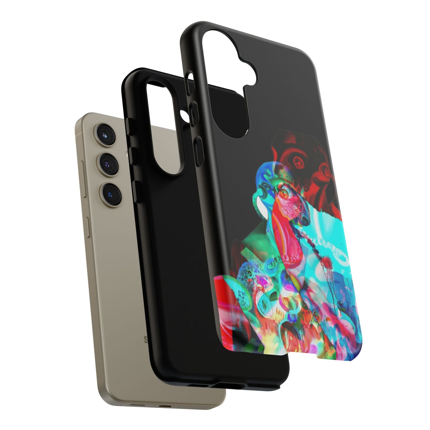 Protective Phone Case — Trippy Neon Abstract Skull Design