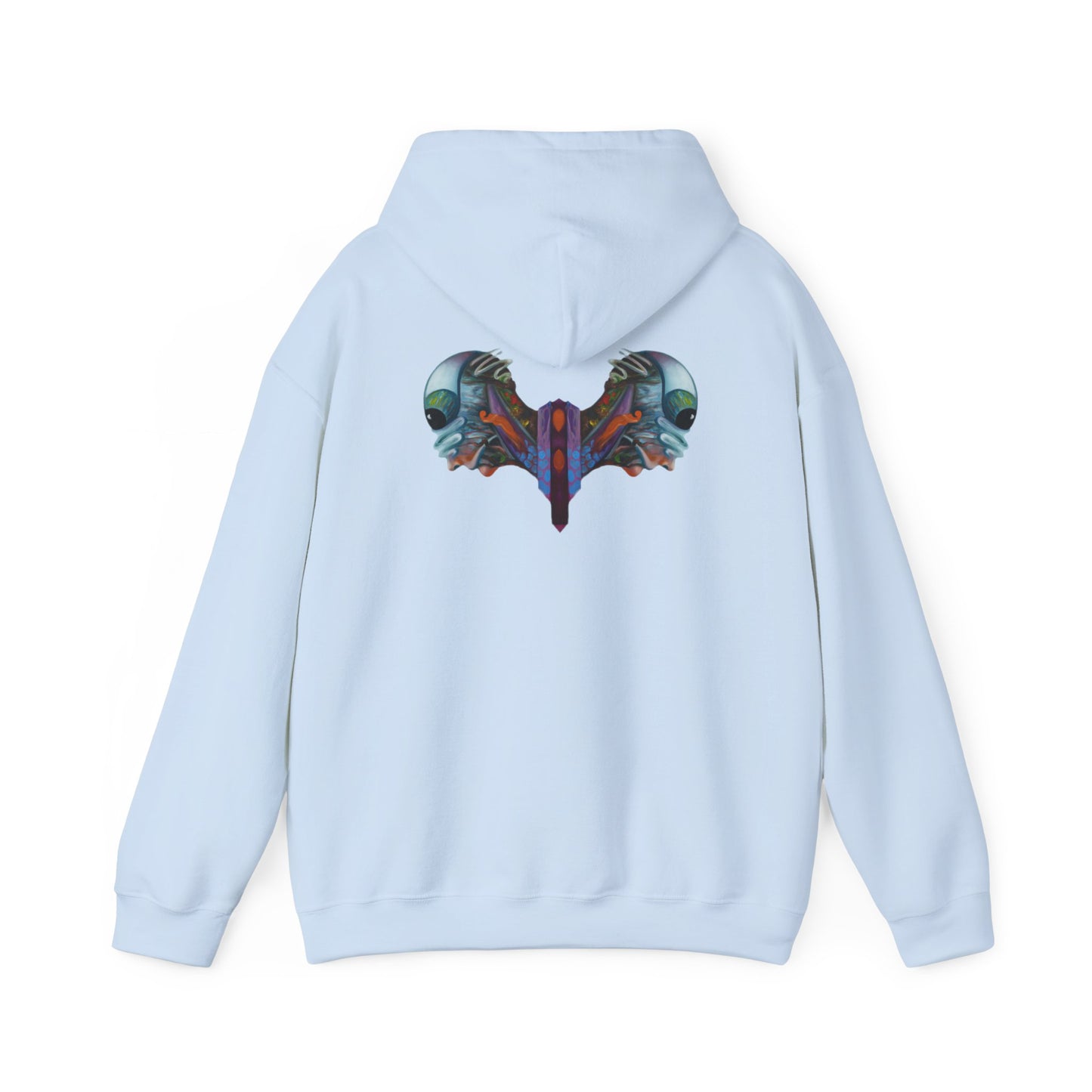 AMRU Minimal Logo Hoodie — Artistic Skull Wing Back Graphic Pullover
