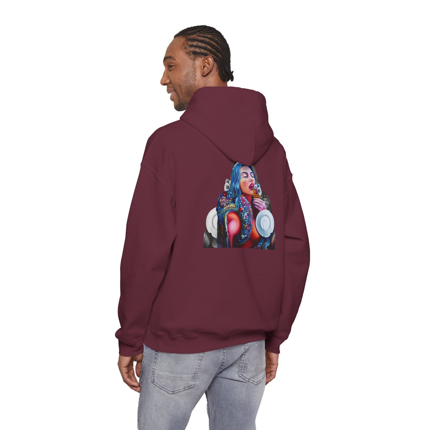 Hoodie — AMRU Artistic Backprint Portrait Pullover