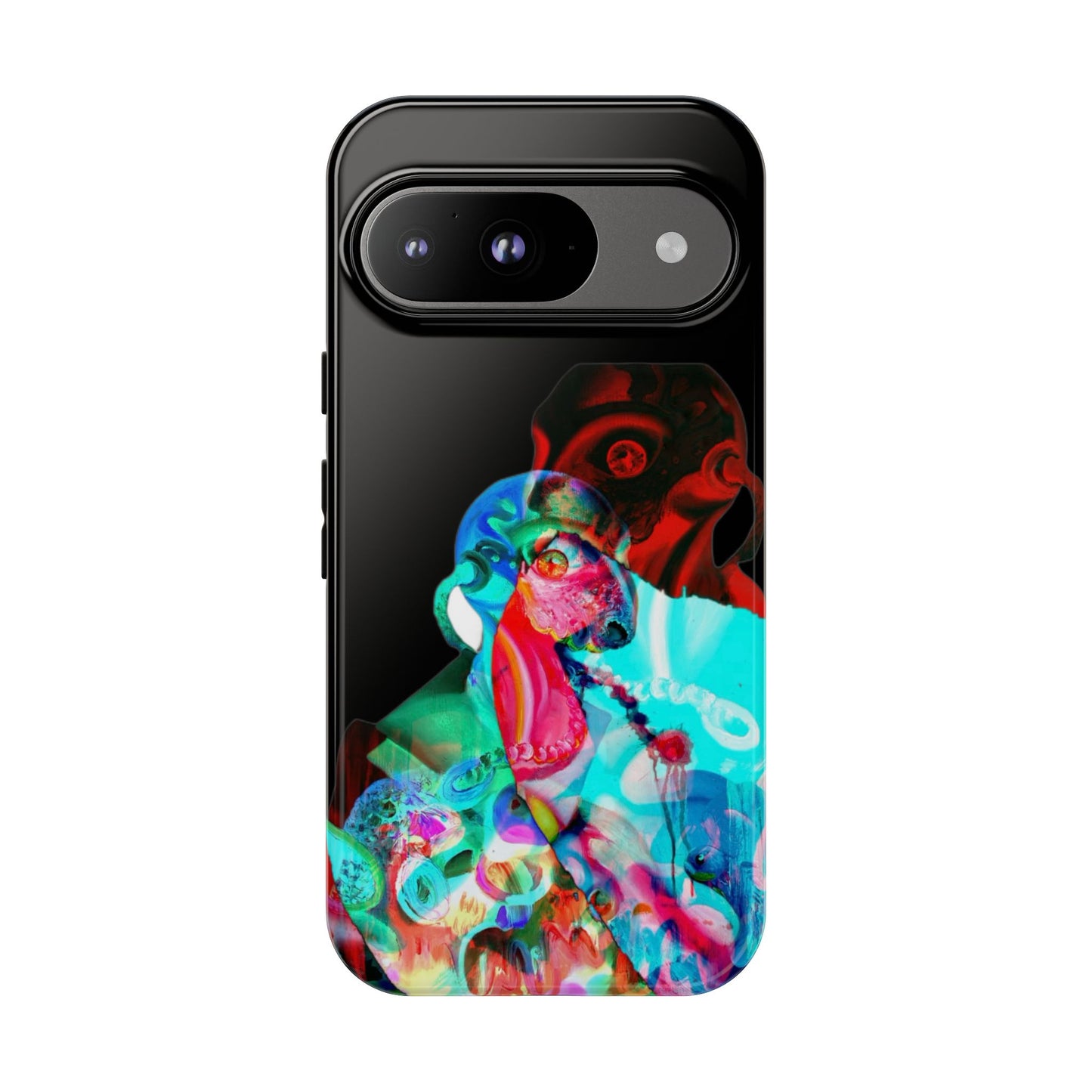 Protective Phone Case — Trippy Neon Abstract Skull Design