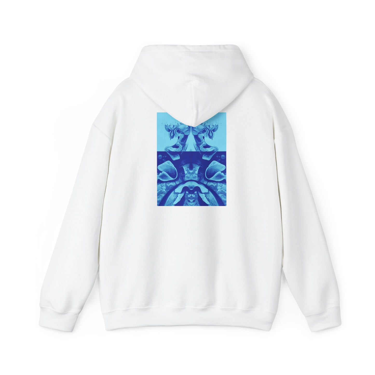 AMRU Minimal Logo Hoodie with Blue Abstract Back Print