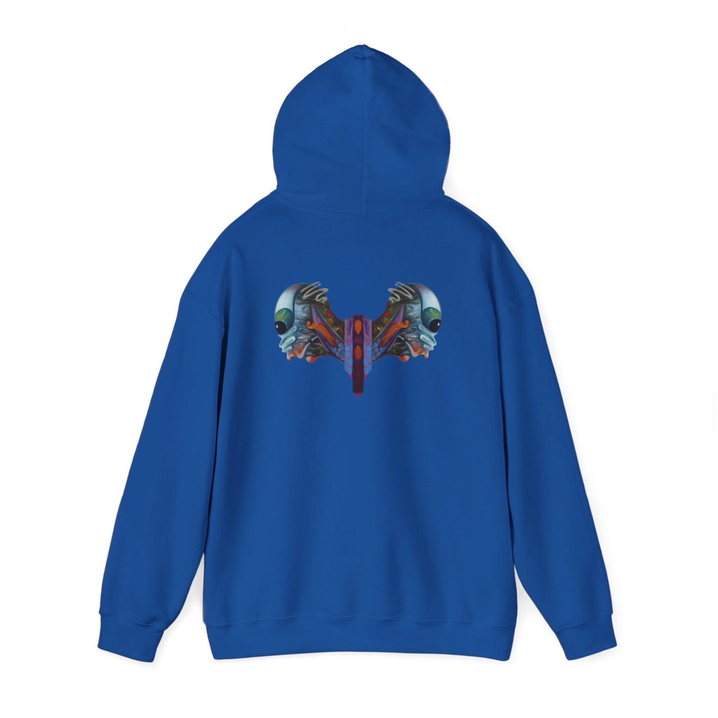 AMRU Minimal Logo Hoodie — Artistic Skull Wing Back Graphic Pullover