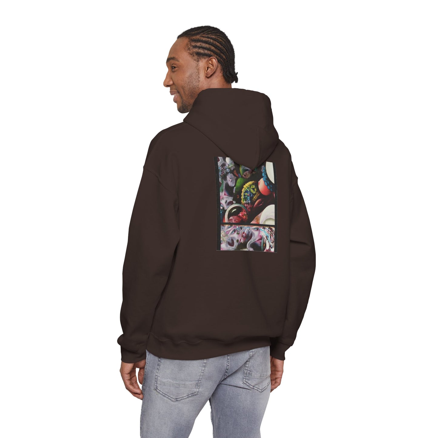 AMRU Graphic Hoodie — Abstract Cosmic Paint Pour Art Back Print
