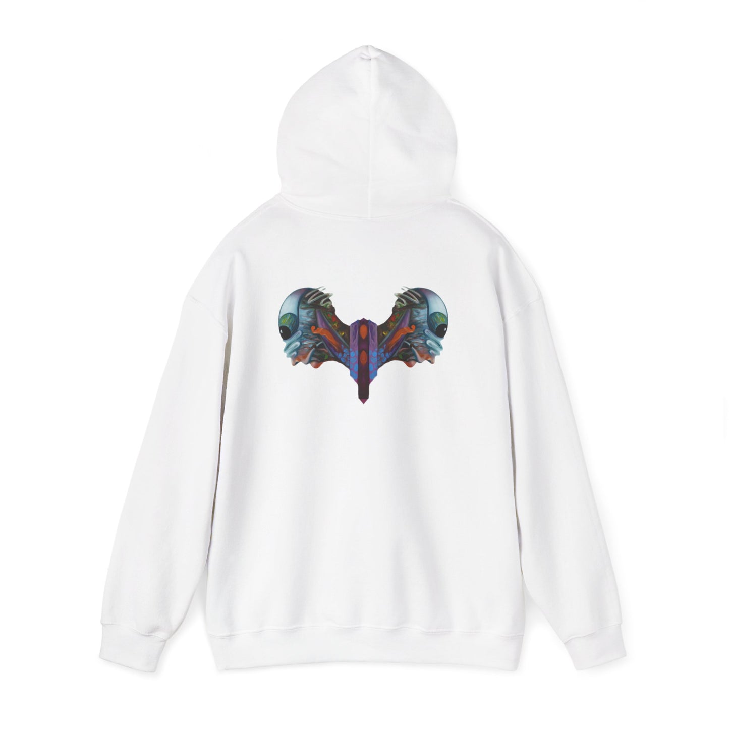 AMRU Minimal Logo Hoodie — Artistic Skull Wing Back Graphic Pullover