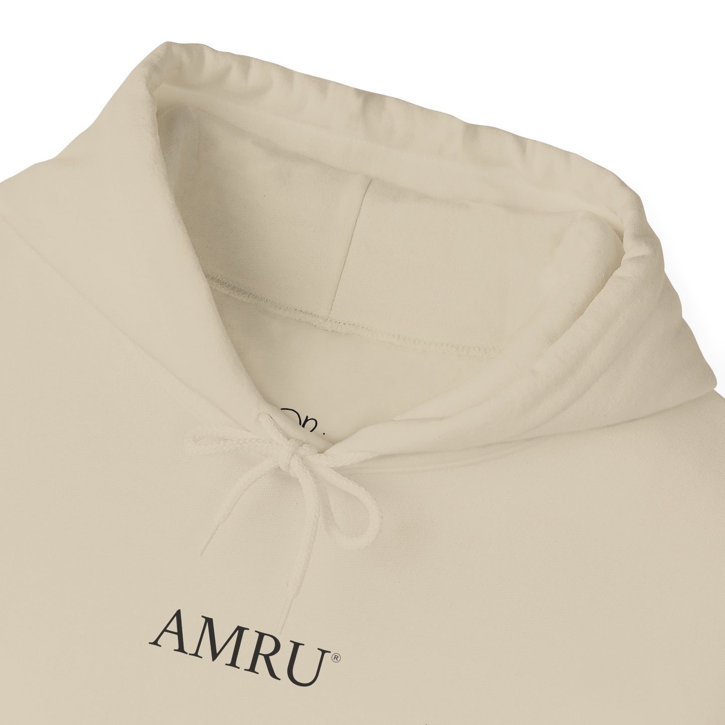 Floral Vine AMRU Hoodie — Minimal Logo Front, Embroidered Floral Back Sweatshirt
