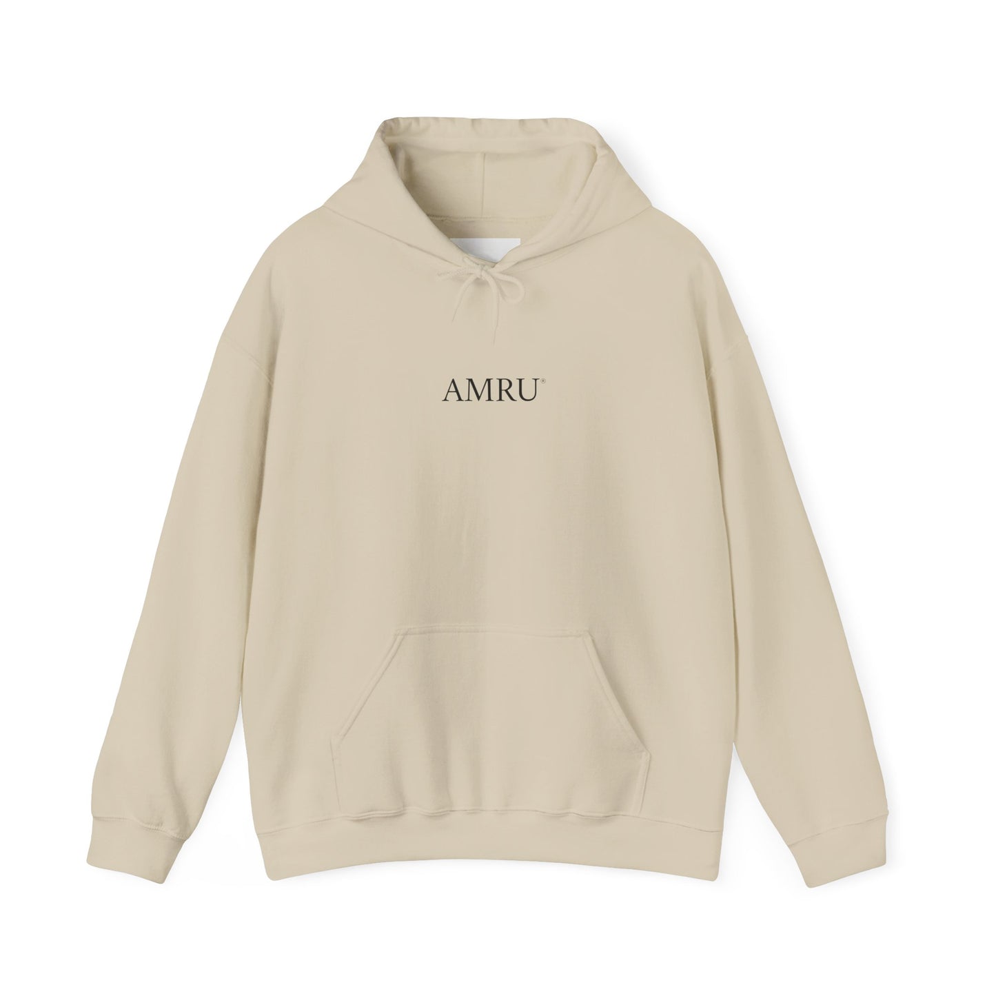 AMRU Minimal Logo Hoodie with Colorful Symmetry Back Art