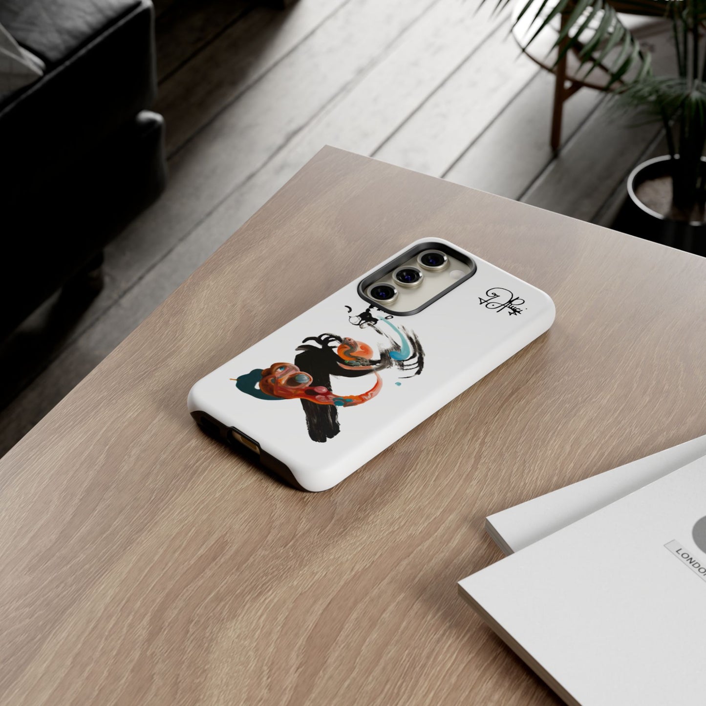 Artistic Abstract Phone Case — Colorful Ink Brushstroke Design