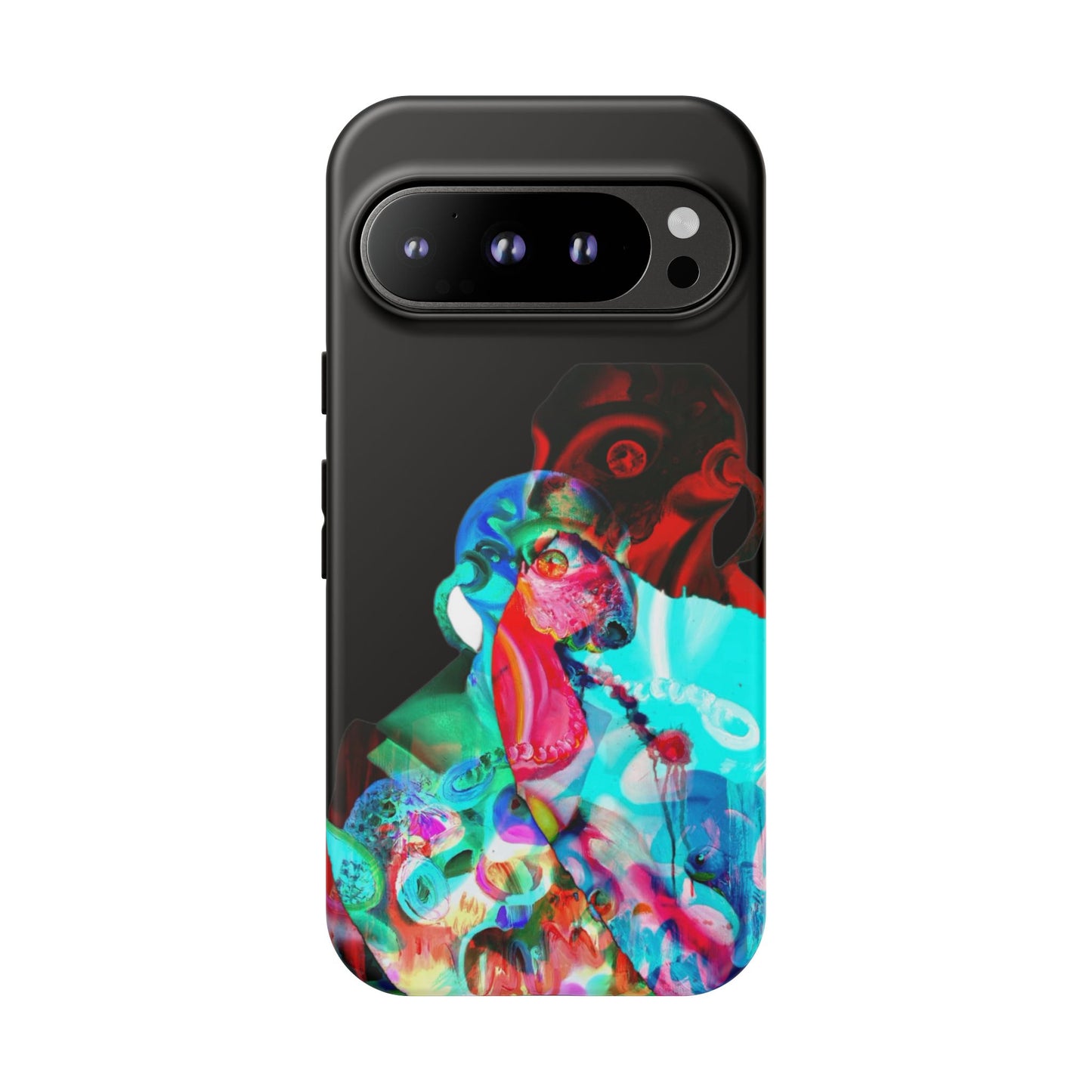 Protective Phone Case — Trippy Neon Abstract Skull Design