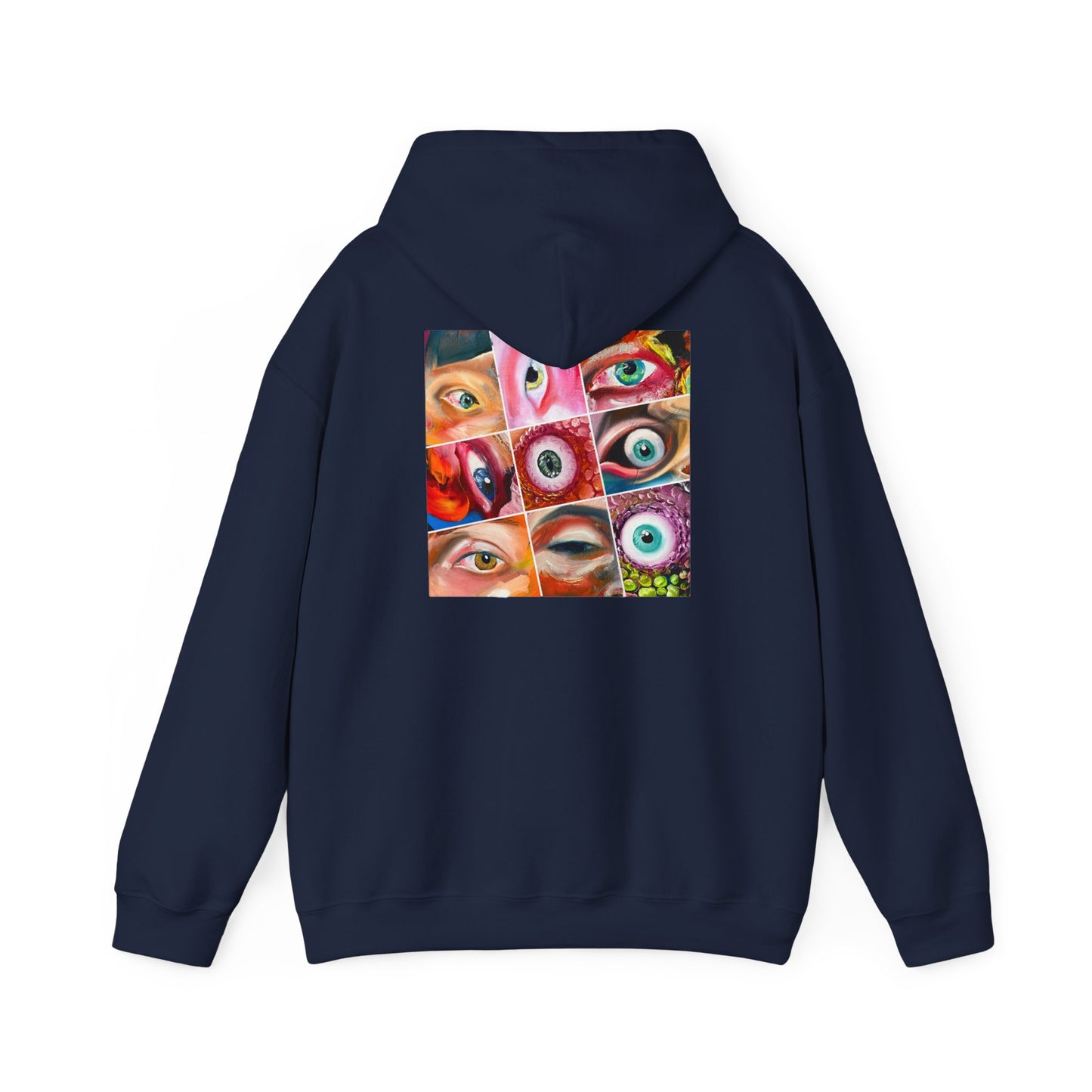 AMRU Eyes Collage Hoodie — Artistic Colorful Eye Graphic Hooded Sweatshirt