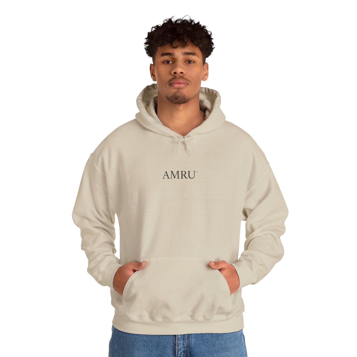 Floral Vine AMRU Hoodie — Minimal Logo Front, Embroidered Floral Back Sweatshirt