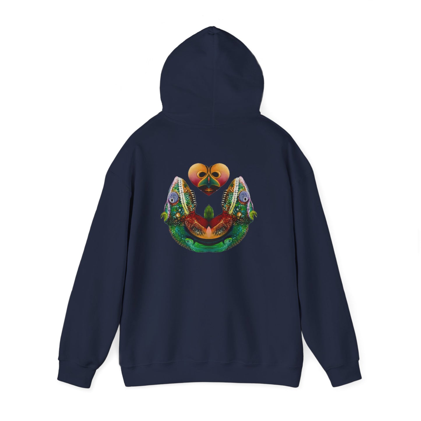 AMRU Minimal Logo Hoodie with Colorful Symmetry Back Art
