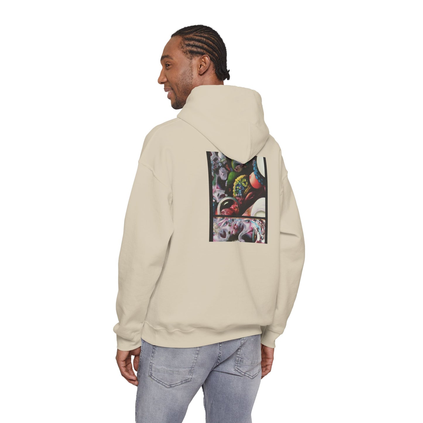 AMRU Graphic Hoodie — Abstract Cosmic Paint Pour Art Back Print
