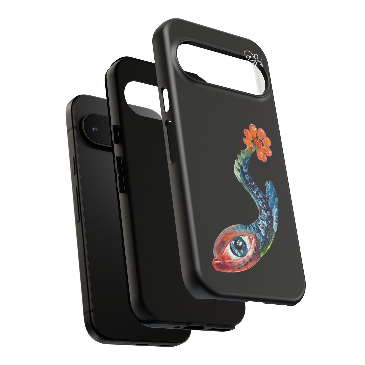 Koi Eye Tough Phone Case — Colorful Surreal Fish Design on Black