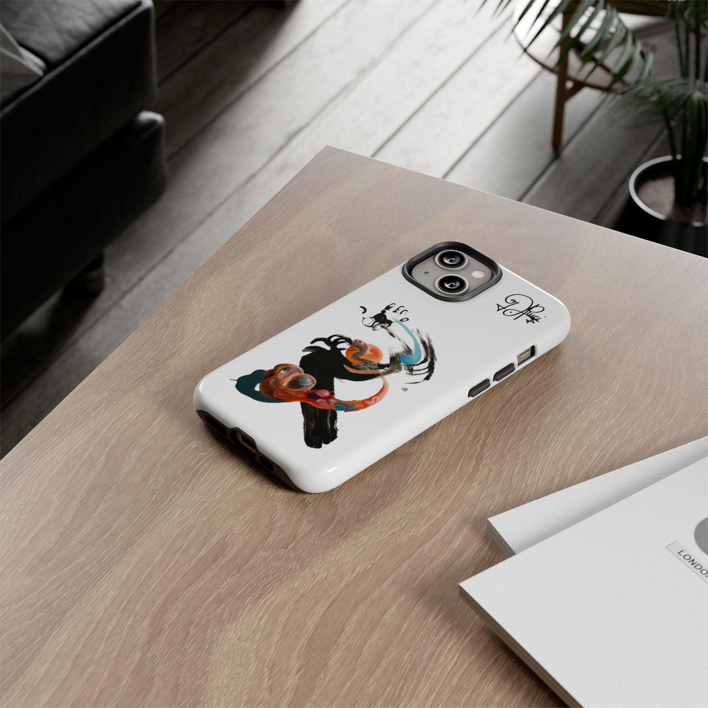 Artistic Abstract Phone Case — Colorful Ink Brushstroke Design