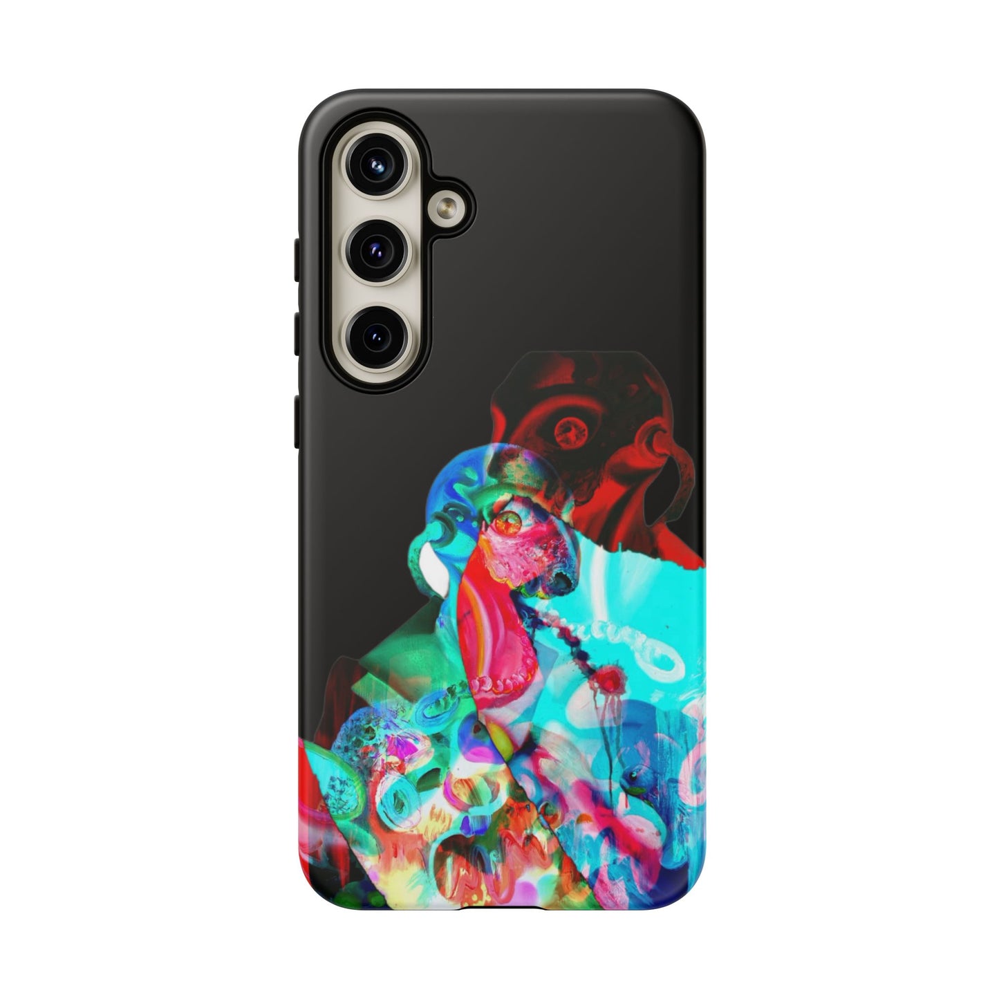 Protective Phone Case — Trippy Neon Abstract Skull Design