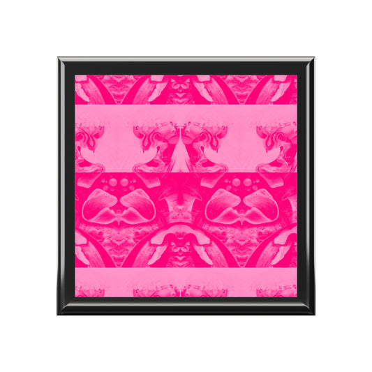 Pink Abstract Pattern Jewelry Box — Decorative Trinket Organizer