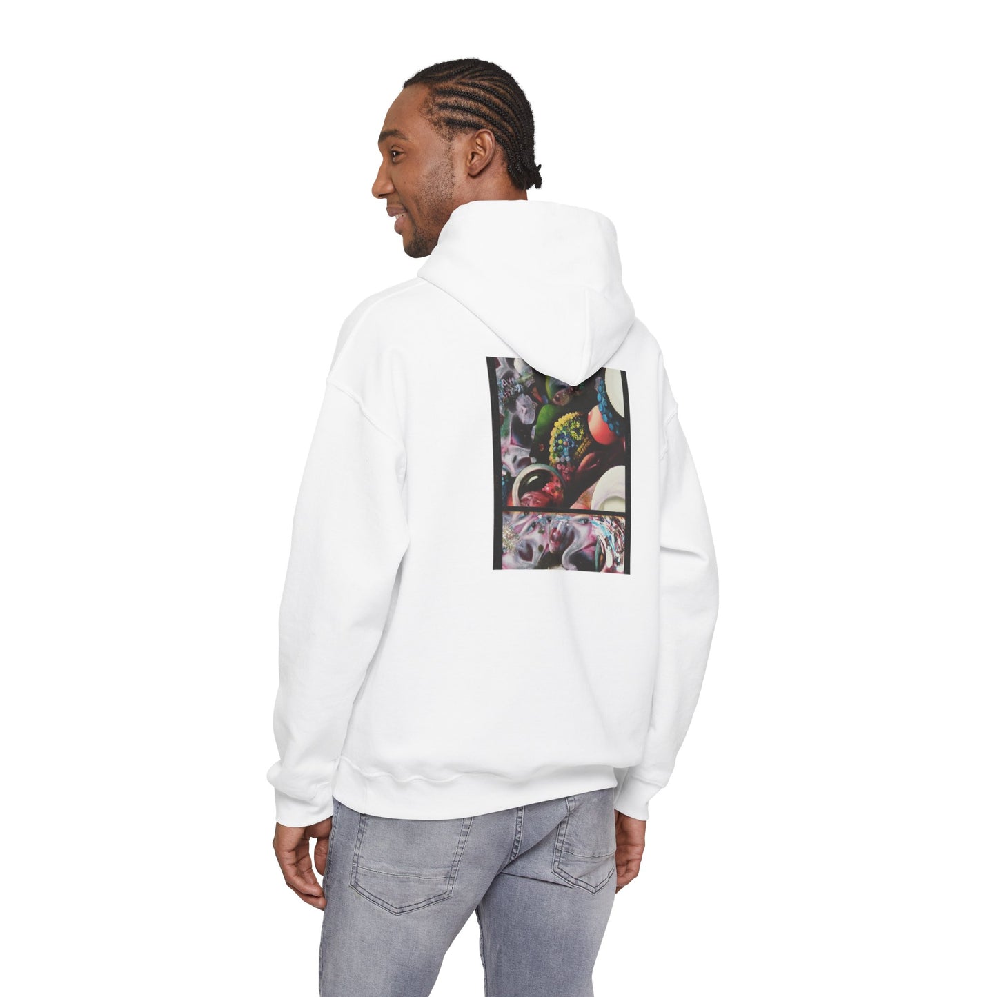 AMRU Graphic Hoodie — Abstract Cosmic Paint Pour Art Back Print