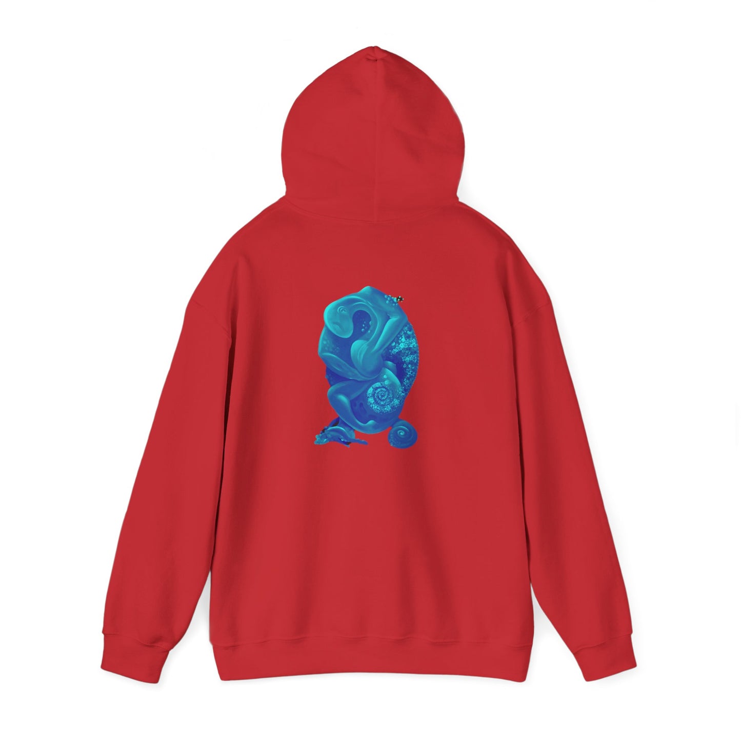 AMRU Minimal Logo Hoodie with Blue Abstract Art Back – Modern Streetwear Pullover