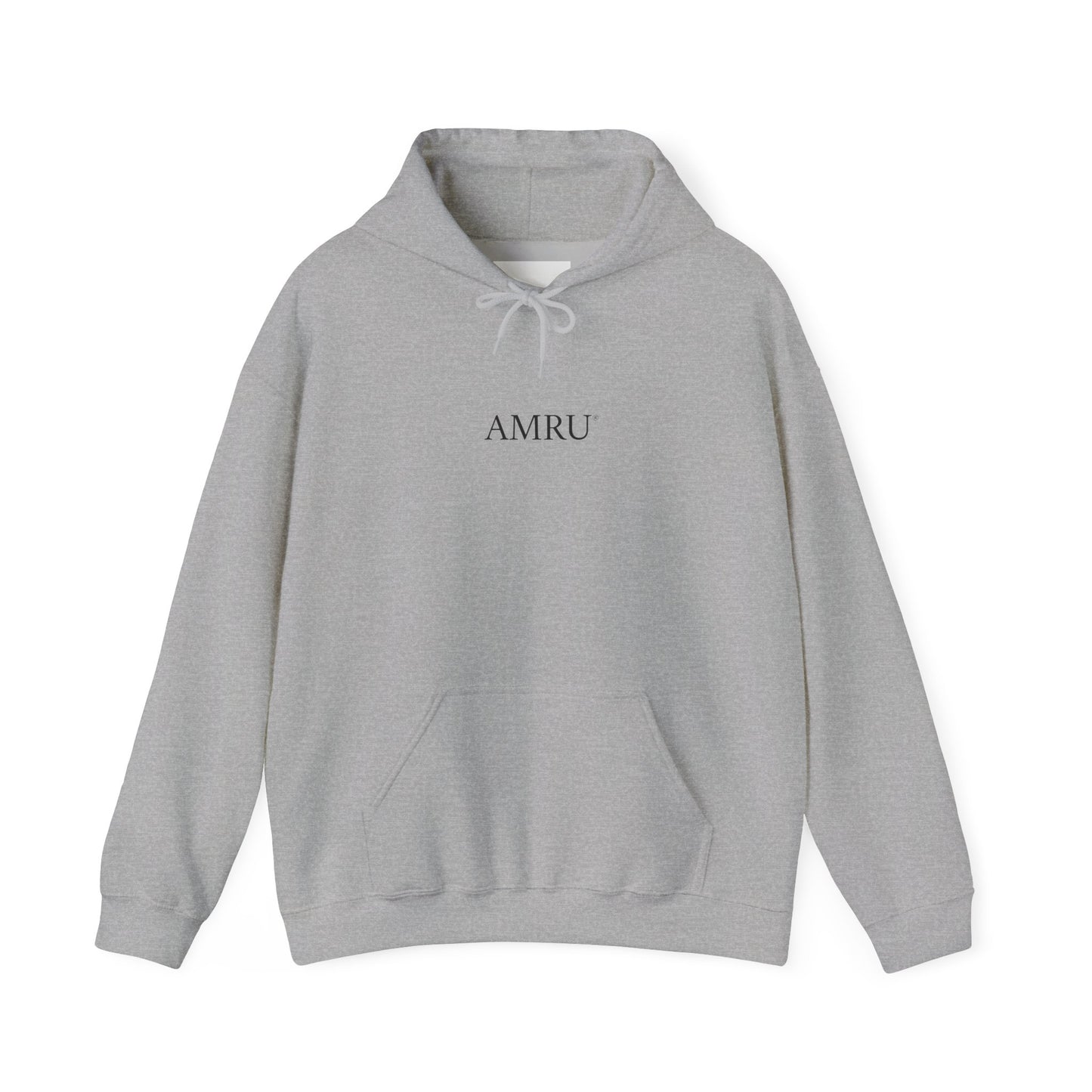 AMRU Minimal Logo Hoodie with Colorful Symmetry Back Art