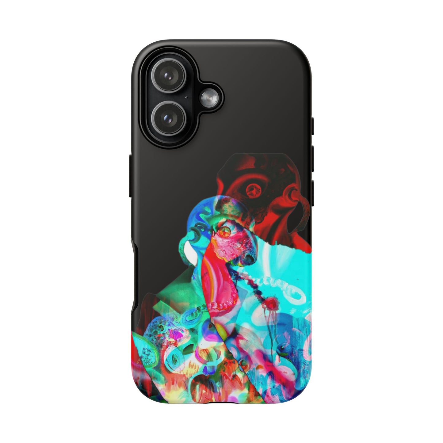 Protective Phone Case — Trippy Neon Abstract Skull Design