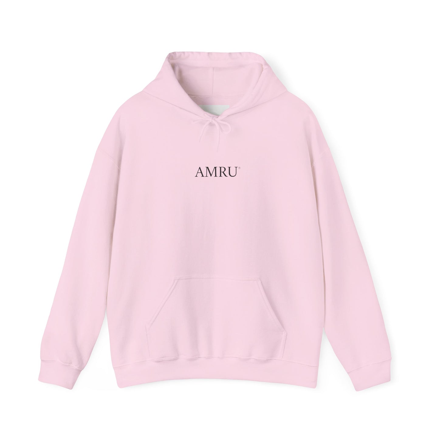 AMRU Minimal Logo Hoodie with Colorful Symmetry Back Art
