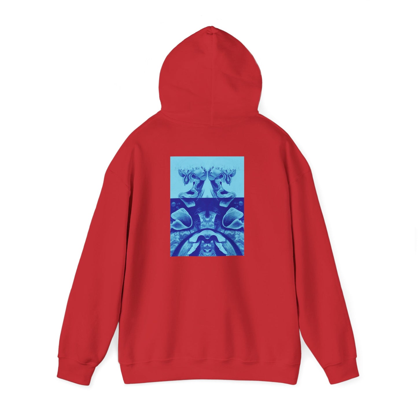 AMRU Minimal Logo Hoodie with Blue Abstract Back Print