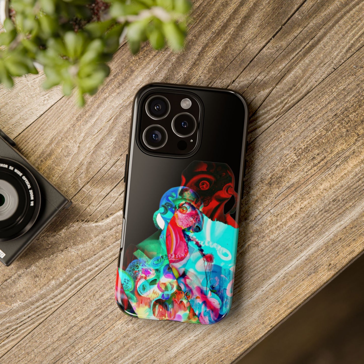 Protective Phone Case — Trippy Neon Abstract Skull Design