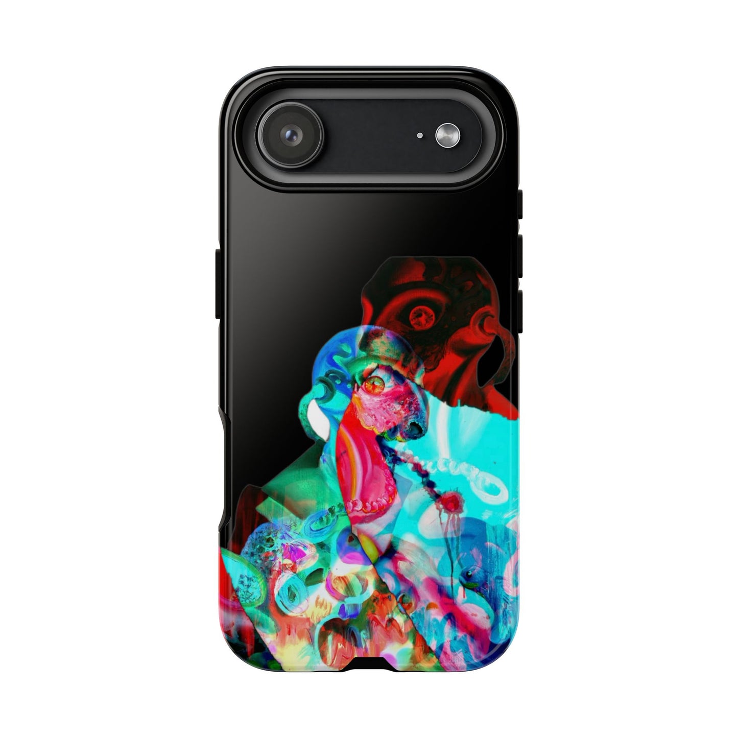 Protective Phone Case — Trippy Neon Abstract Skull Design