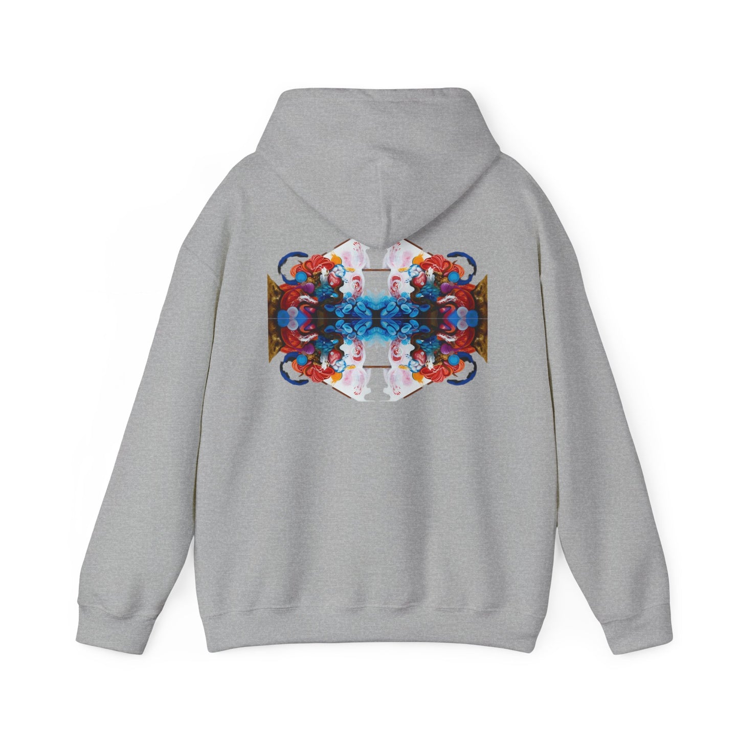 AMRU Floral Abstract Hoodie — Symmetrical Colorful Back Art