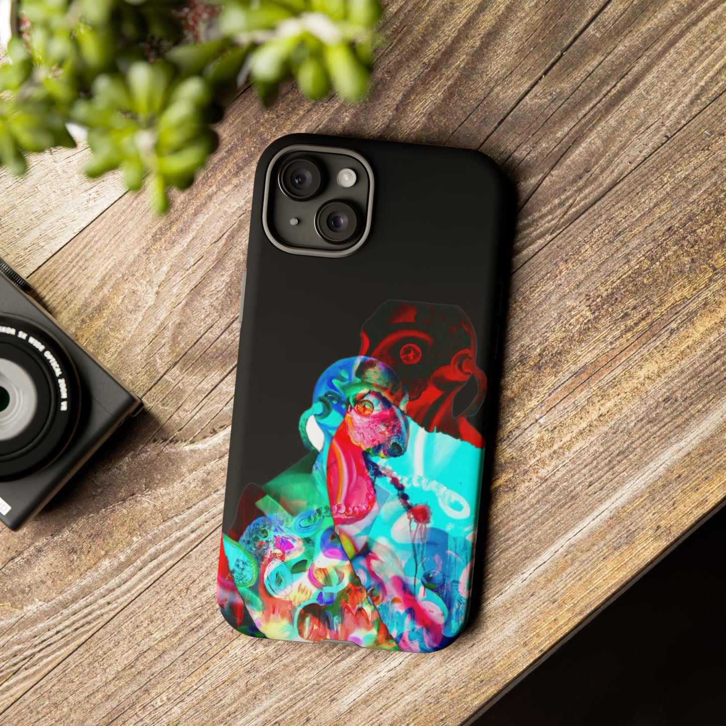 Protective Phone Case — Trippy Neon Abstract Skull Design
