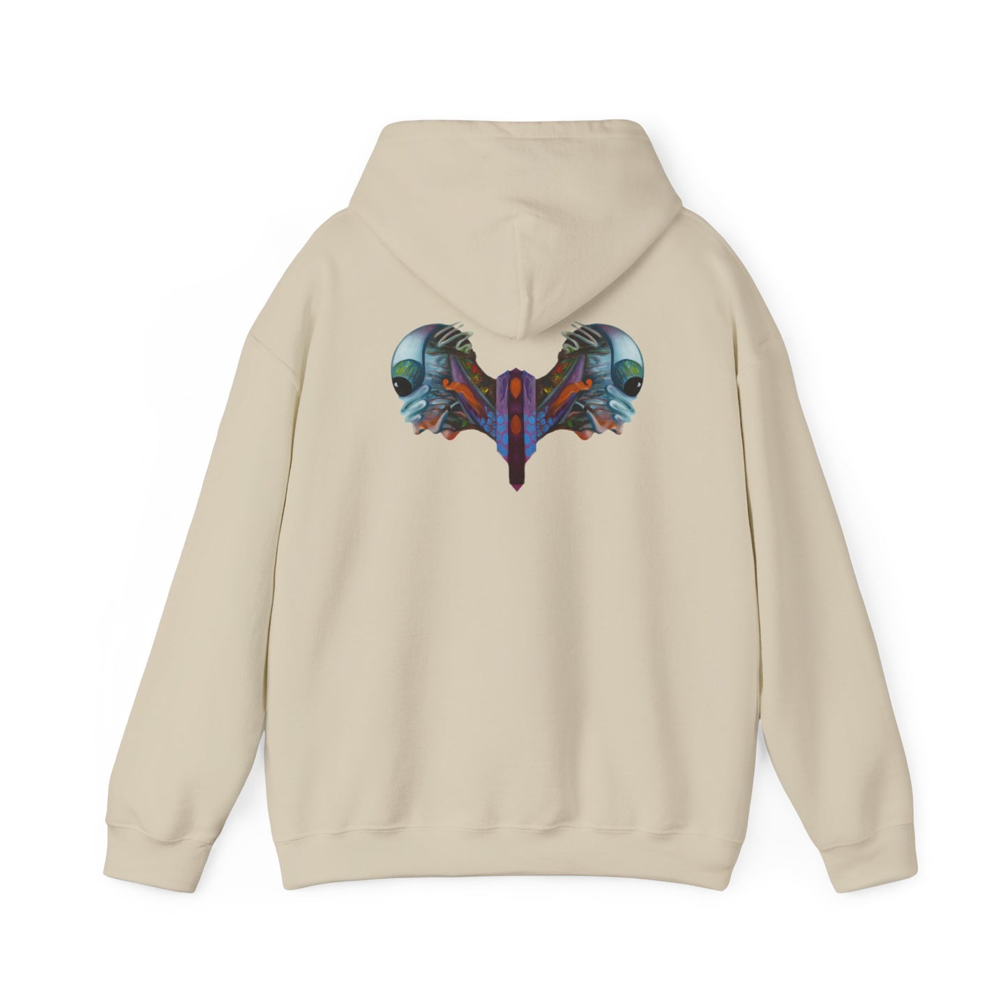AMRU Minimal Logo Hoodie — Artistic Skull Wing Back Graphic Pullover