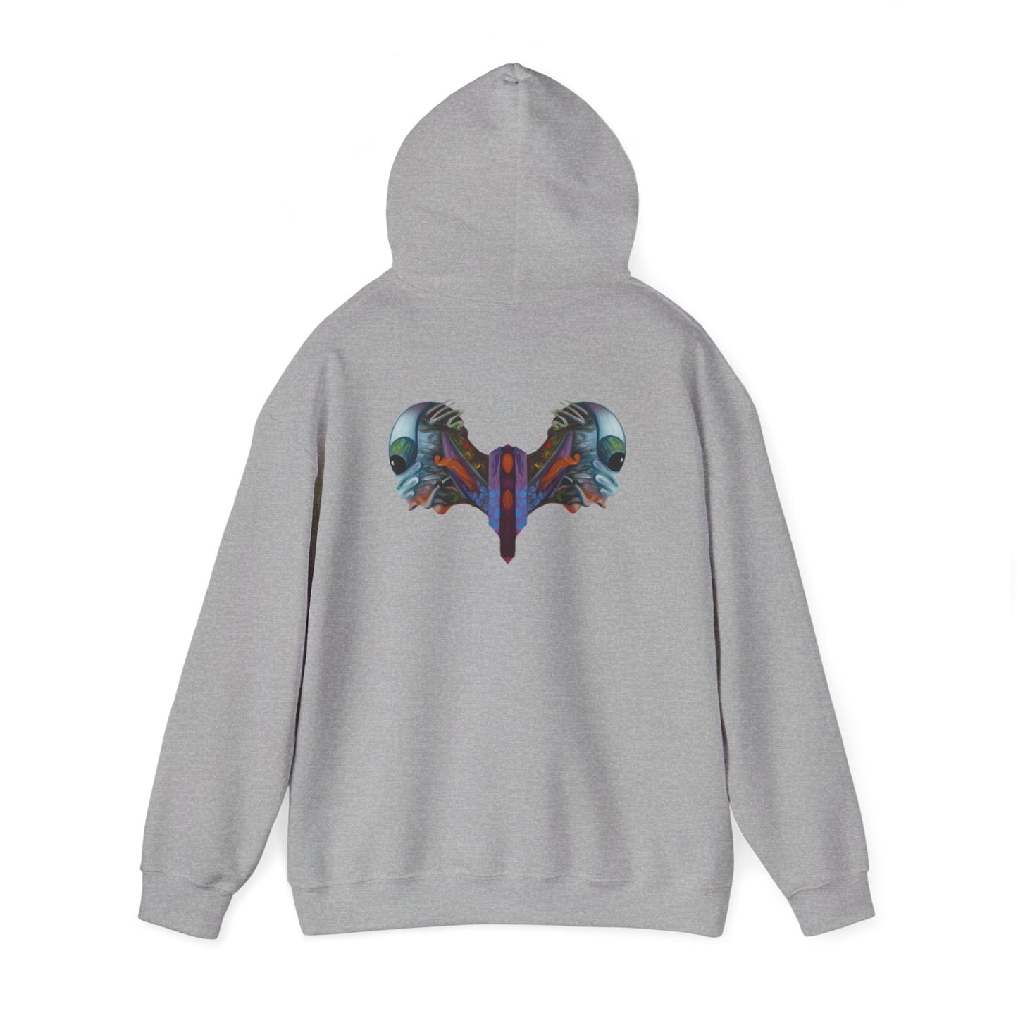 AMRU Minimal Logo Hoodie — Artistic Skull Wing Back Graphic Pullover