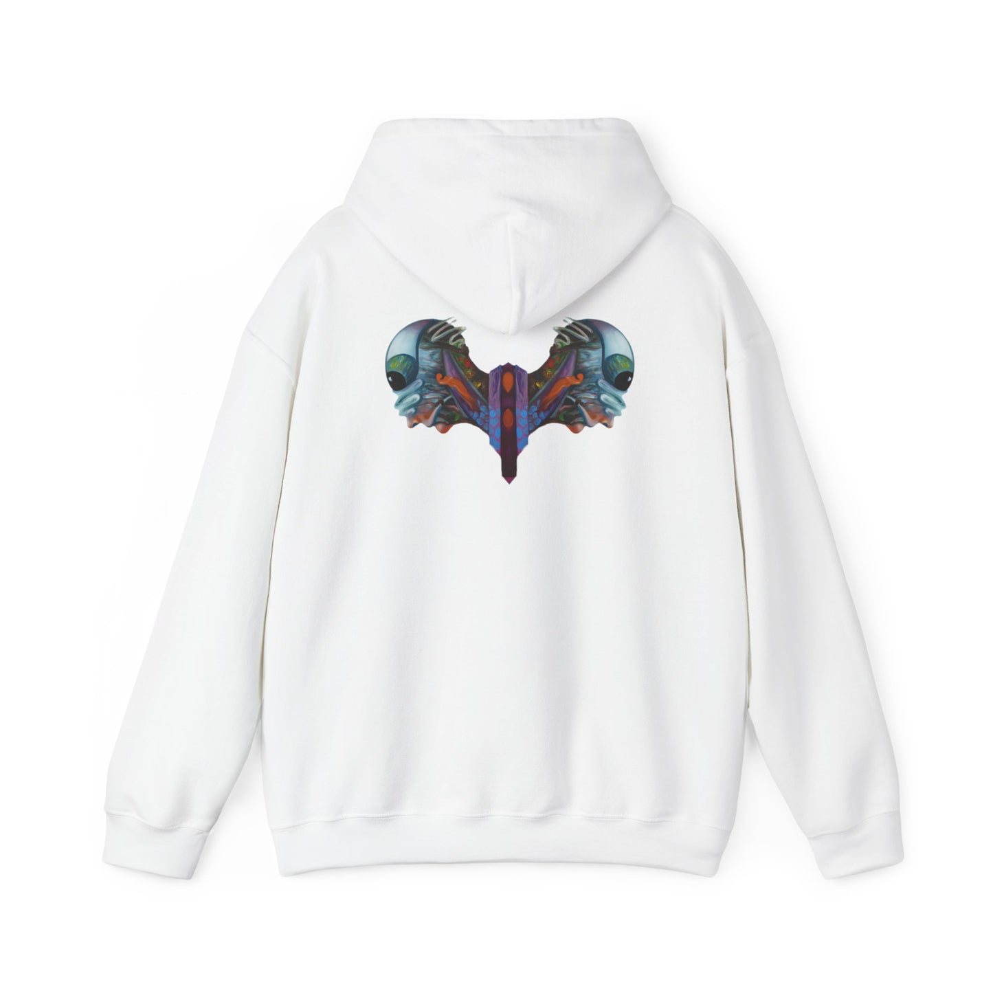 AMRU Minimal Logo Hoodie — Artistic Skull Wing Back Graphic Pullover