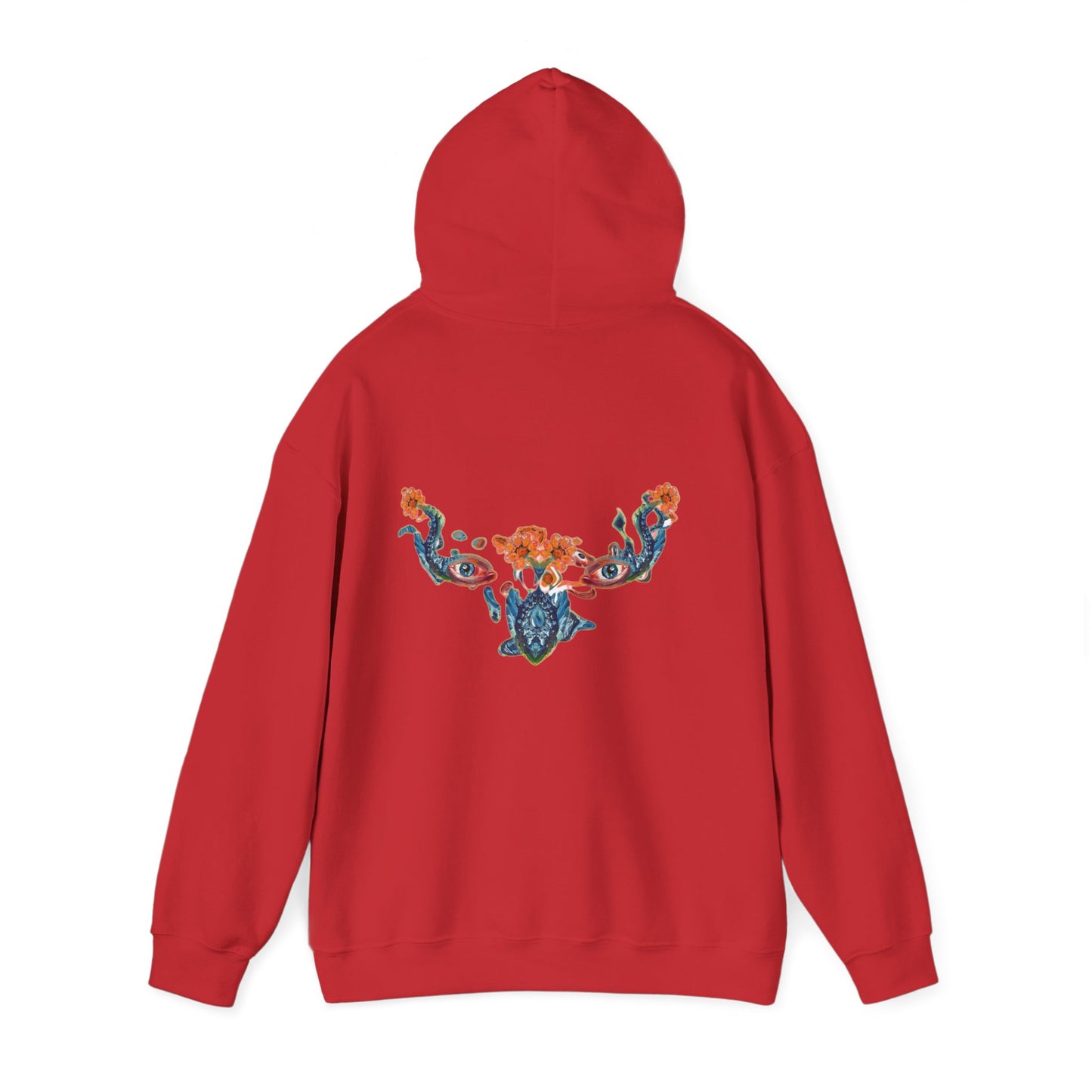 Floral Vine AMRU Hoodie — Minimal Logo Front, Embroidered Floral Back Sweatshirt