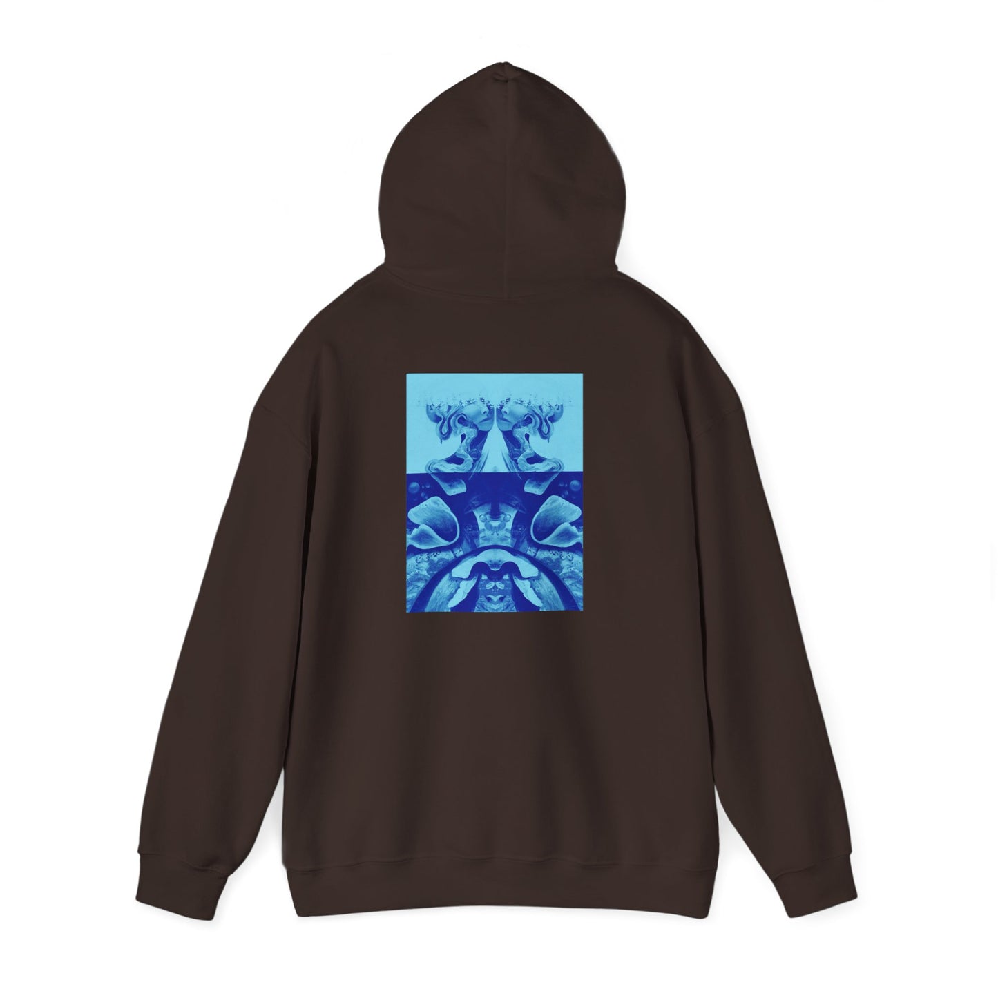 AMRU Minimal Logo Hoodie with Blue Abstract Back Print