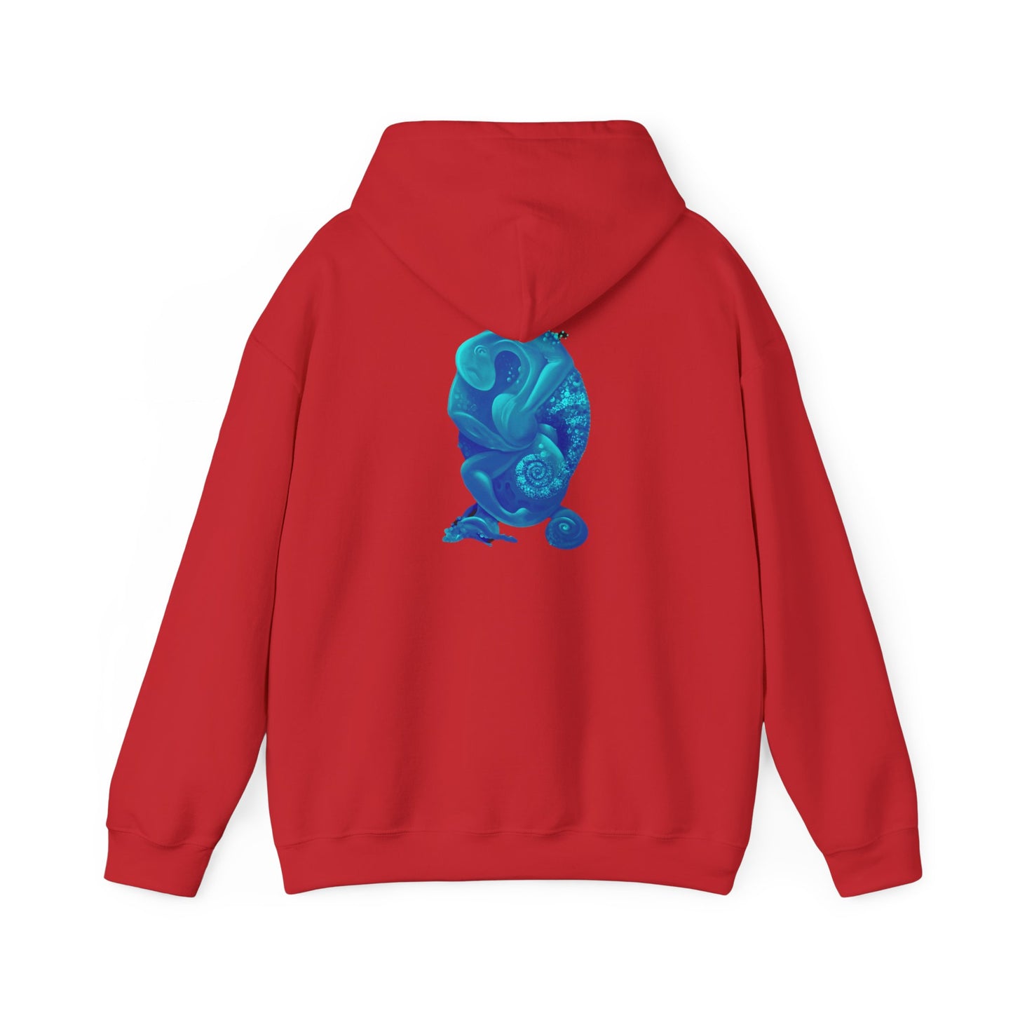 AMRU Minimal Logo Hoodie with Blue Abstract Art Back – Modern Streetwear Pullover