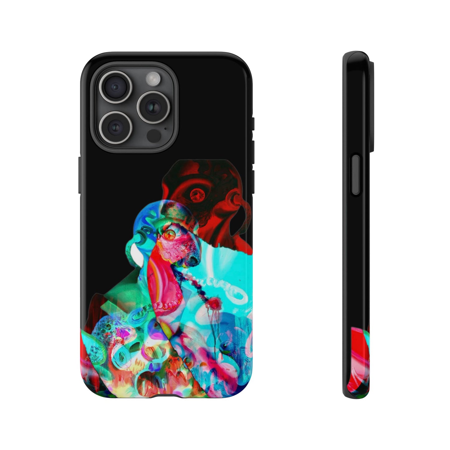 Protective Phone Case — Trippy Neon Abstract Skull Design