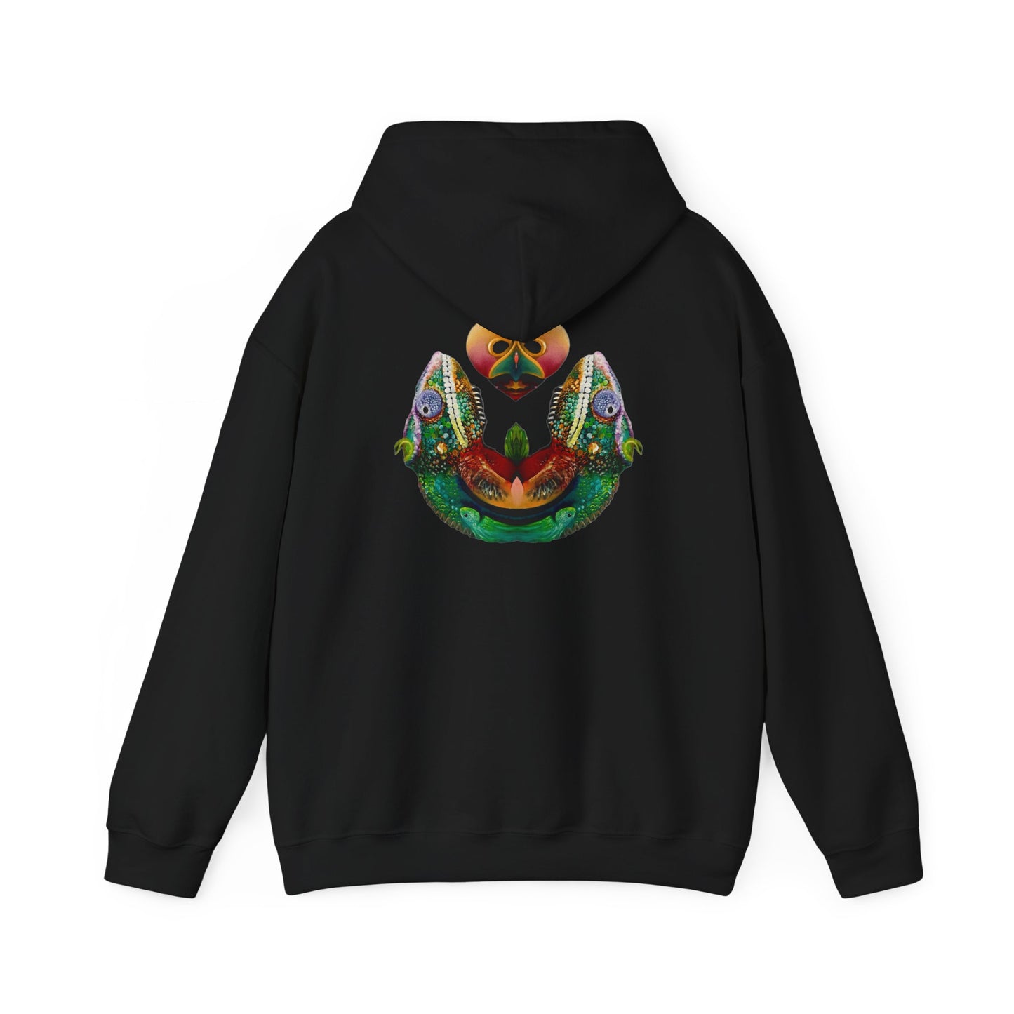 AMRU Minimal Logo Hoodie with Colorful Symmetry Back Art