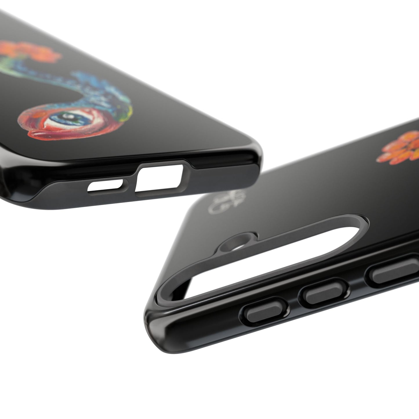 Koi Eye Tough Phone Case — Colorful Surreal Fish Design on Black