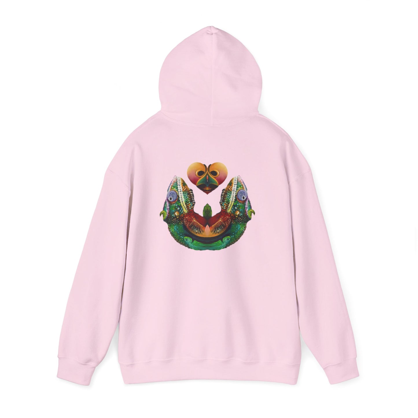 AMRU Minimal Logo Hoodie with Colorful Symmetry Back Art