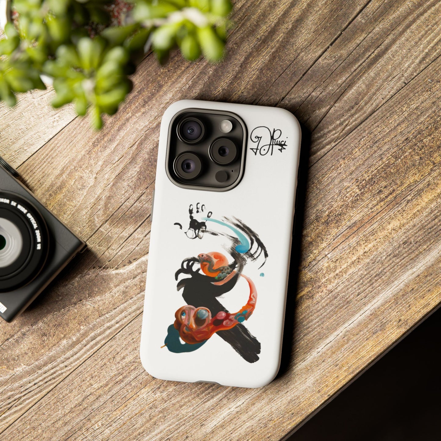 Artistic Abstract Phone Case — Colorful Ink Brushstroke Design