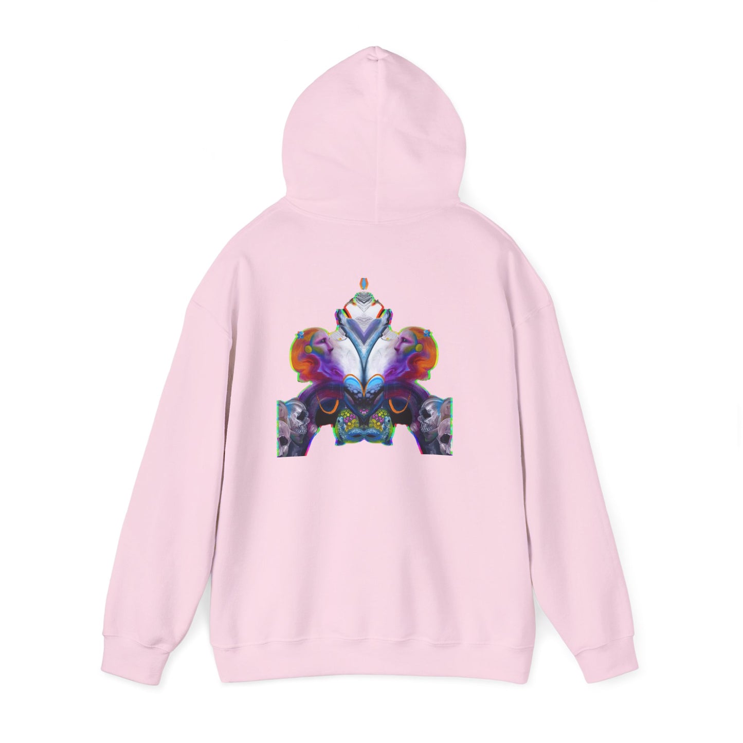 Hoodie — AMRU Minimal Front Logo with Vibrant Abstract Back Art